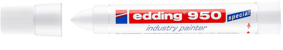Edding 950 Industriemarker – Pinselspitze 10 mm – Weiss – für Stein, Metall und Holz