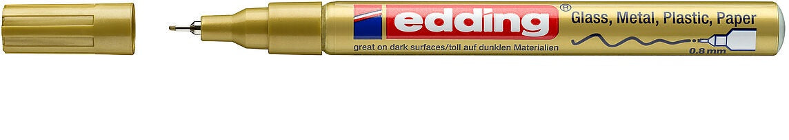 Edding 780 Paint Marker Metallic – Feine Spitze 0,8 mm – Gold – für Glas, Metall und Kunststoff