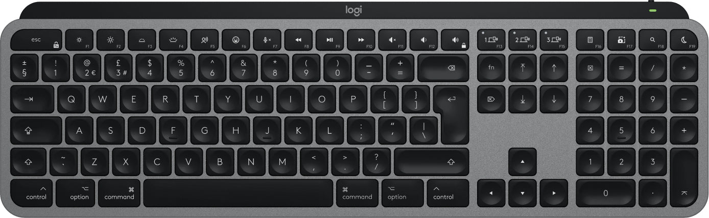 Logitech MX Keys S für Mac – Tastatur, kabellos (Bluetooth), UK-Layout (EN), Schwarz – für macOS