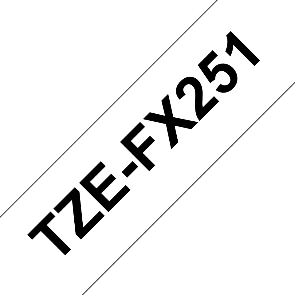 Brother TZe-FX251 Flexibles Schriftband – Schwarz auf Weiss – 30 mm × 8 m, laminiert – für Brother P-touch