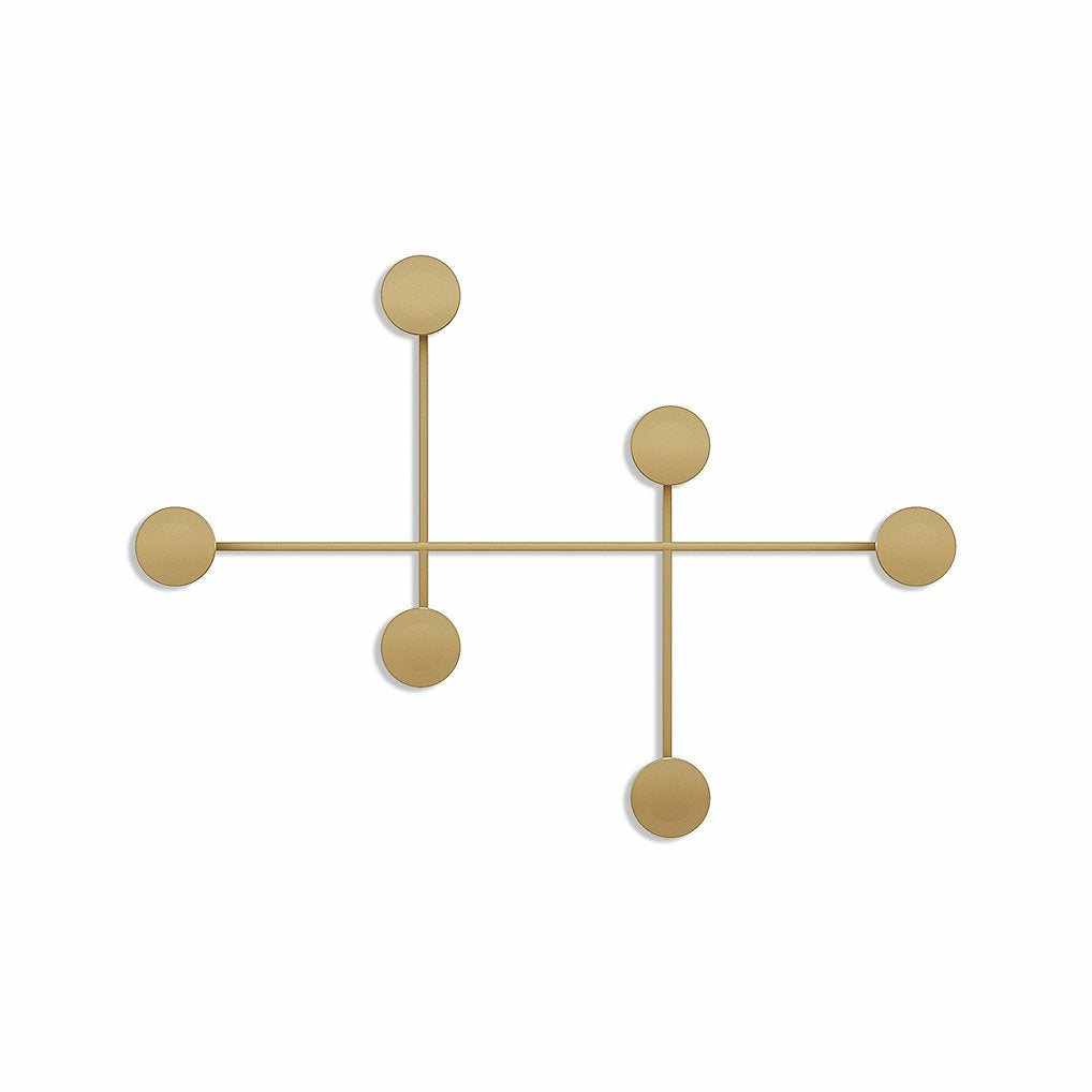 Wallxpert Wandgarderobe – 6 Haken, Stahl, Gold, 82 × 10 × 60 cm