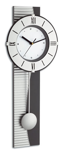 TFA-Dostmann TFA Dostmann Pendel Wanduhr – Analog, Ø 23 cm, silber