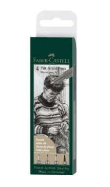Faber-Castell PITT Artist Pen Pigment Marker – Feine Spitze, wasserfest, 4 Farben