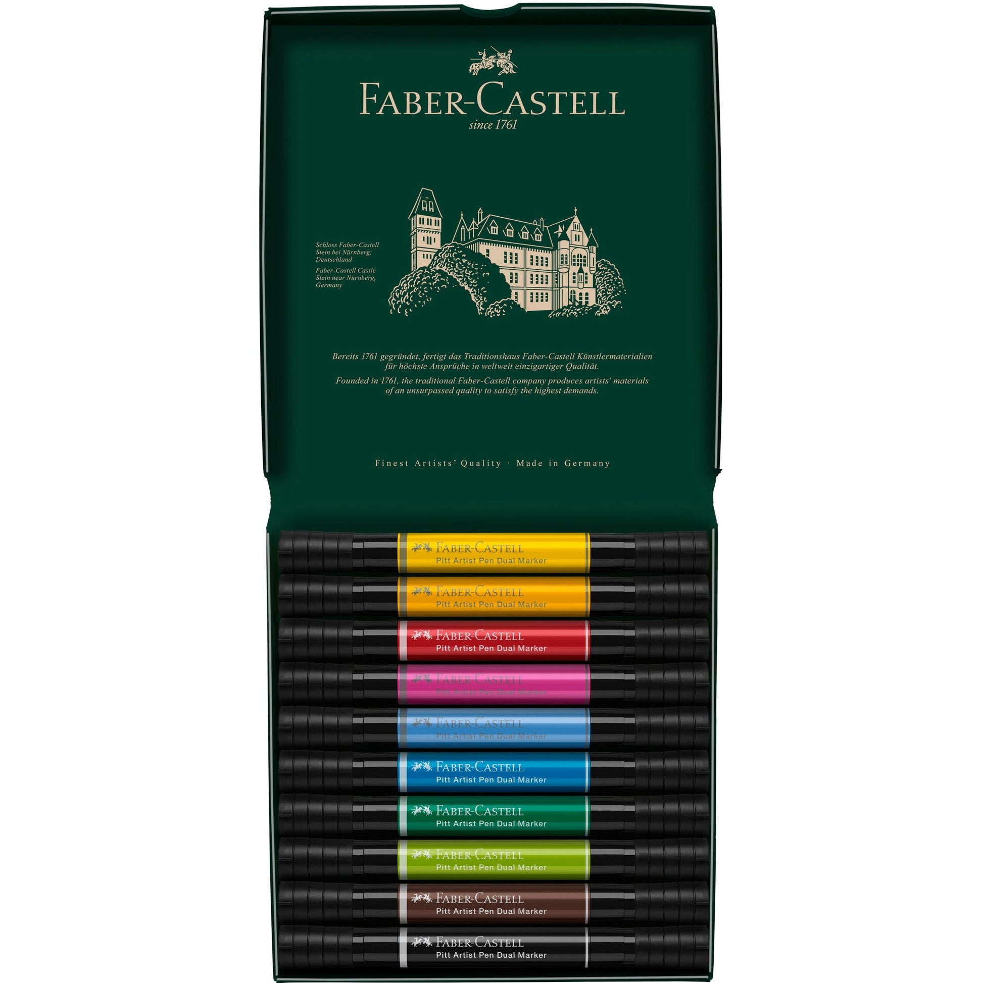 Faber-Castell PITT artist pen Brush Pen, Doppelspitze – Pinsel + 0,8 mm, wasserfest, 10 Farben
