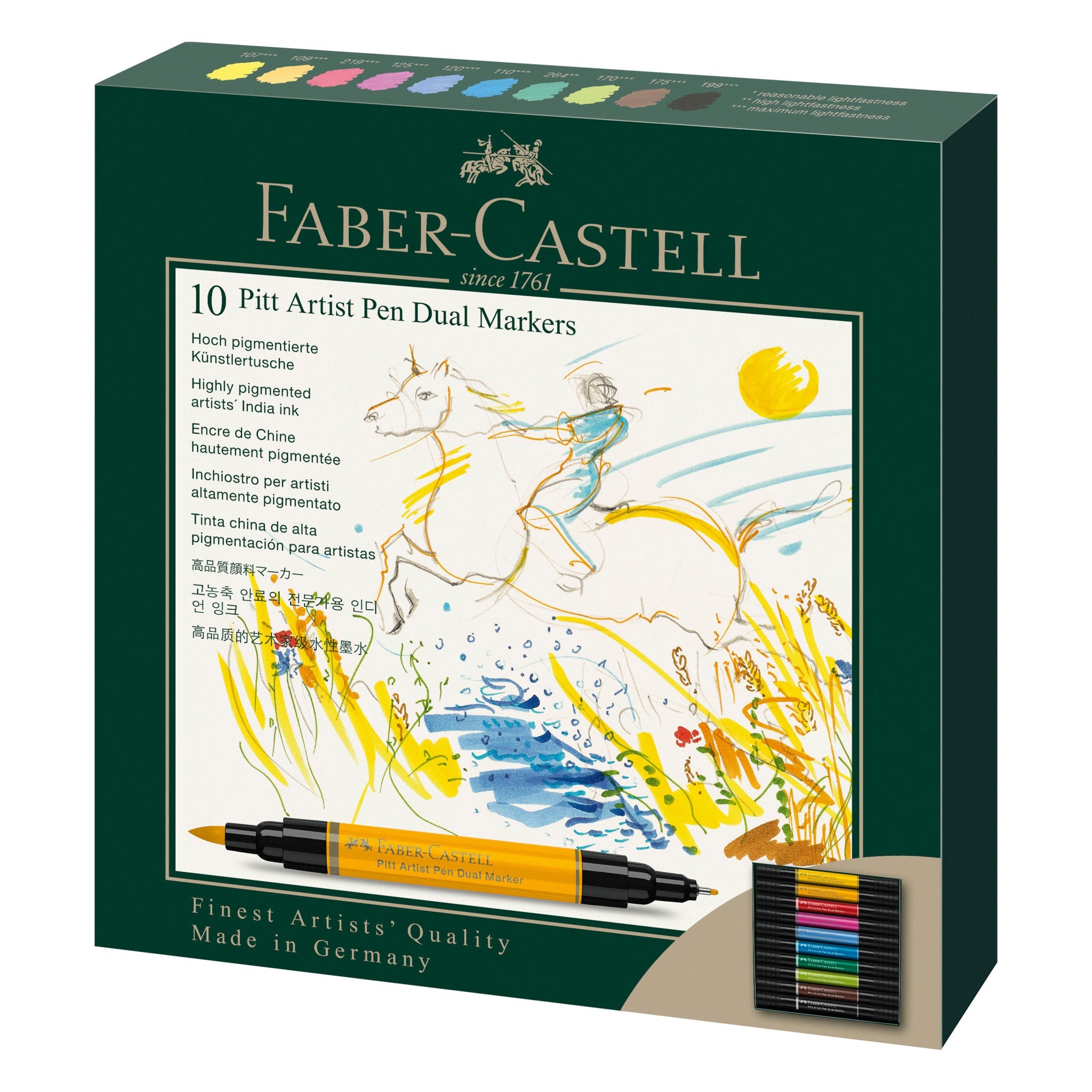 Faber-Castell PITT artist pen Brush Pen, Doppelspitze – Pinsel + 0,8 mm, wasserfest, 10 Farben
