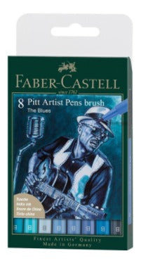Faber-Castell PITT Artist Pen Brush, The Blues – Pinselspitze, wasserfest, lichtbeständig, 8 Farben