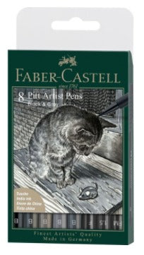 Faber-Castell Pitt Artist Pen Pigment Marker – Feine Spitze, wasserfest, lichtbeständig, 8 Farben
