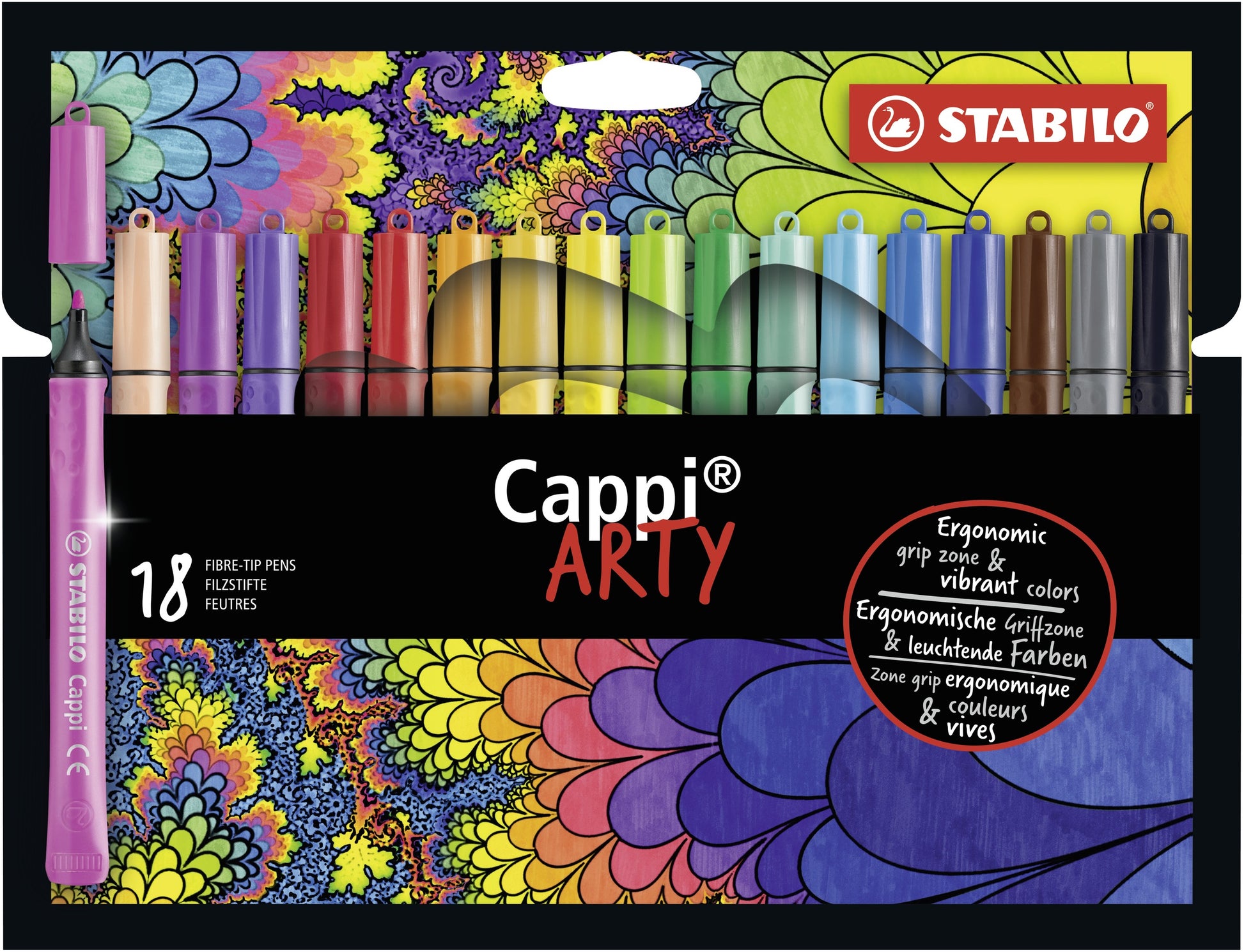 STABILO Filzstifte Cappi Arty, Strichbreite 1 mm, auswaschbar, 18 Farben