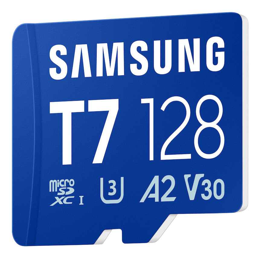Samsung T7 microSDXC 128 GB – UHS-I, U3, V30, A2, 170 MB/s Lesen, Blau