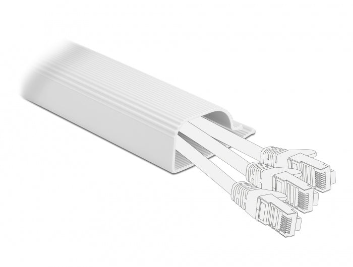 DeLOCK Untertisch-Kabelwanne – 400 × 63 × 28 mm – PVC – Weiss, 2 Stk.