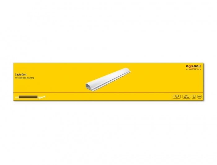 DeLOCK Untertisch-Kabelwanne – 400 × 63 × 28 mm – PVC – Weiss, 2 Stk.