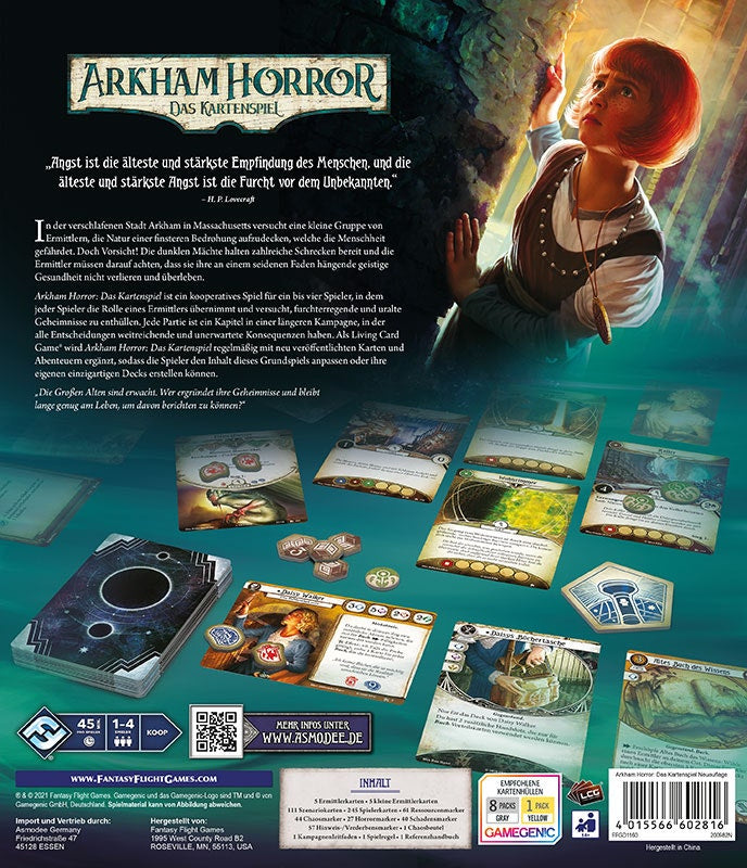 Fantasy Flight Games Arkham Horror: Das Kartenspiel Grundspiel – Kartenspiel, 1–4 Spieler, ab 14 Jahren, 45 Min