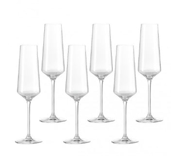 LEONARDO Puccini Sektglas – 6er Set, 280 ml, Ø 5 cm, H 26 cm, Kristallglas, Transparent, spülmaschinenfest