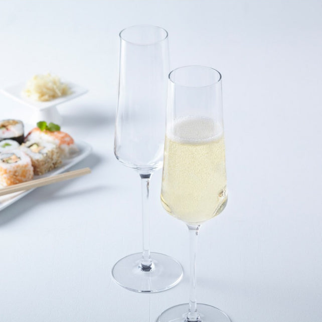 LEONARDO Puccini Sektglas – 6er Set, 280 ml, Ø 5 cm, H 26 cm, Kristallglas, Transparent, spülmaschinenfest