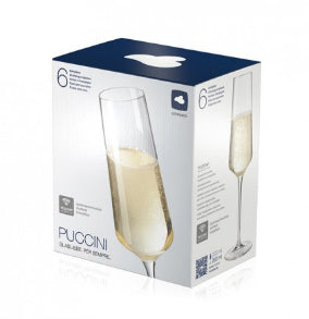 LEONARDO Puccini Sektglas – 6er Set, 280 ml, Ø 5 cm, H 26 cm, Kristallglas, Transparent, spülmaschinenfest