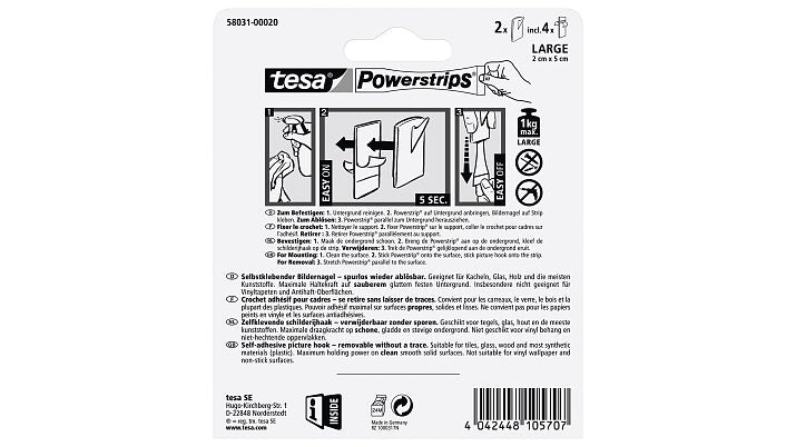 TESA Haken – weiss – 1 kg – 2 Stück