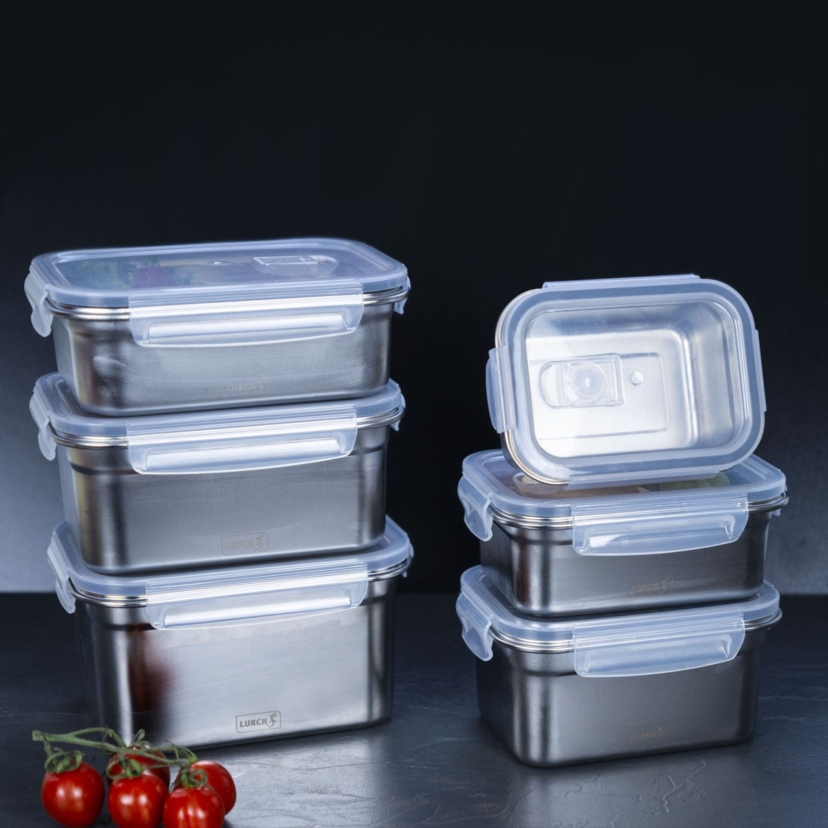 Lurch Brotdose – 2 l, 19,5 × 14,5 × 10,5 cm, Edelstahl/Kunststoff, Silber, spülmaschinenfest, BPA-frei