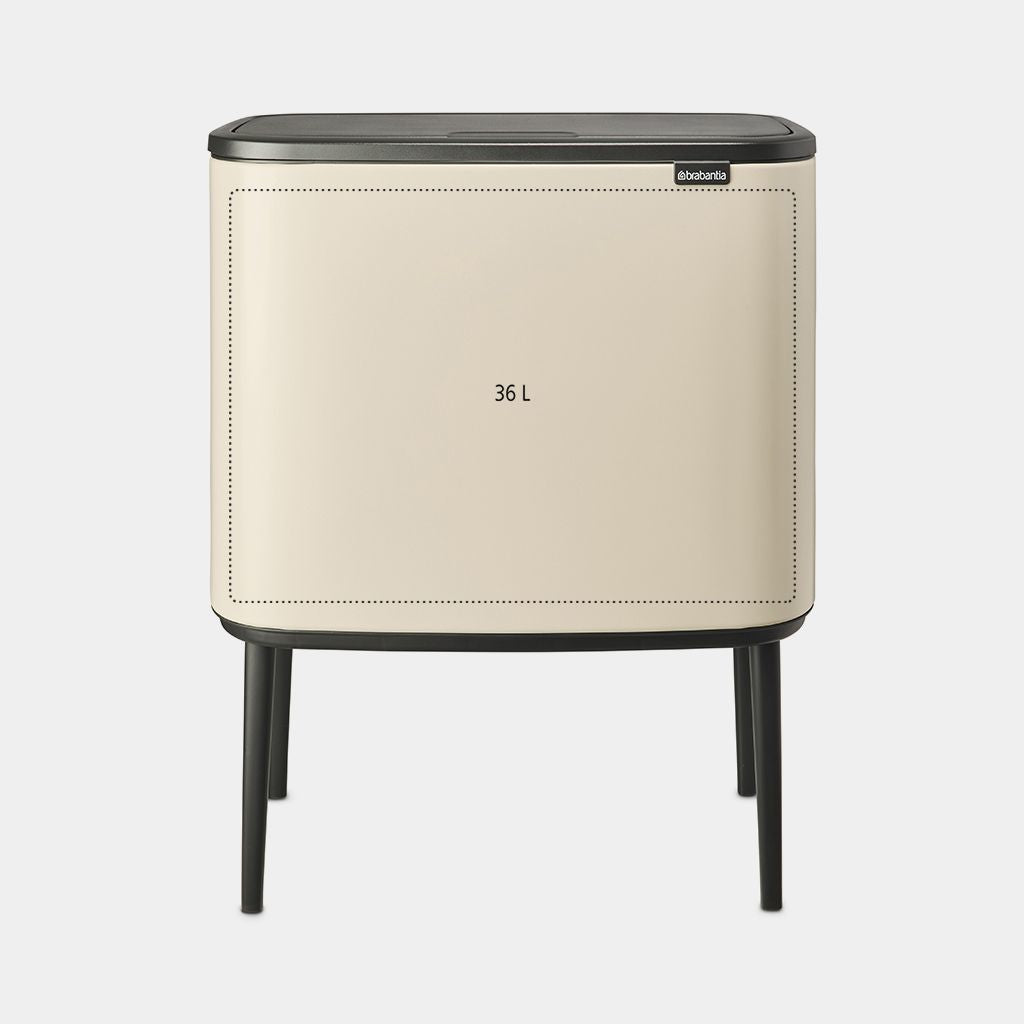 Brabantia Bo Touch Bin Soft Papierkorb – 36 l – mit Deckel, Kunststoff, Beige – B × H × T 540 × 680 × 312 mm