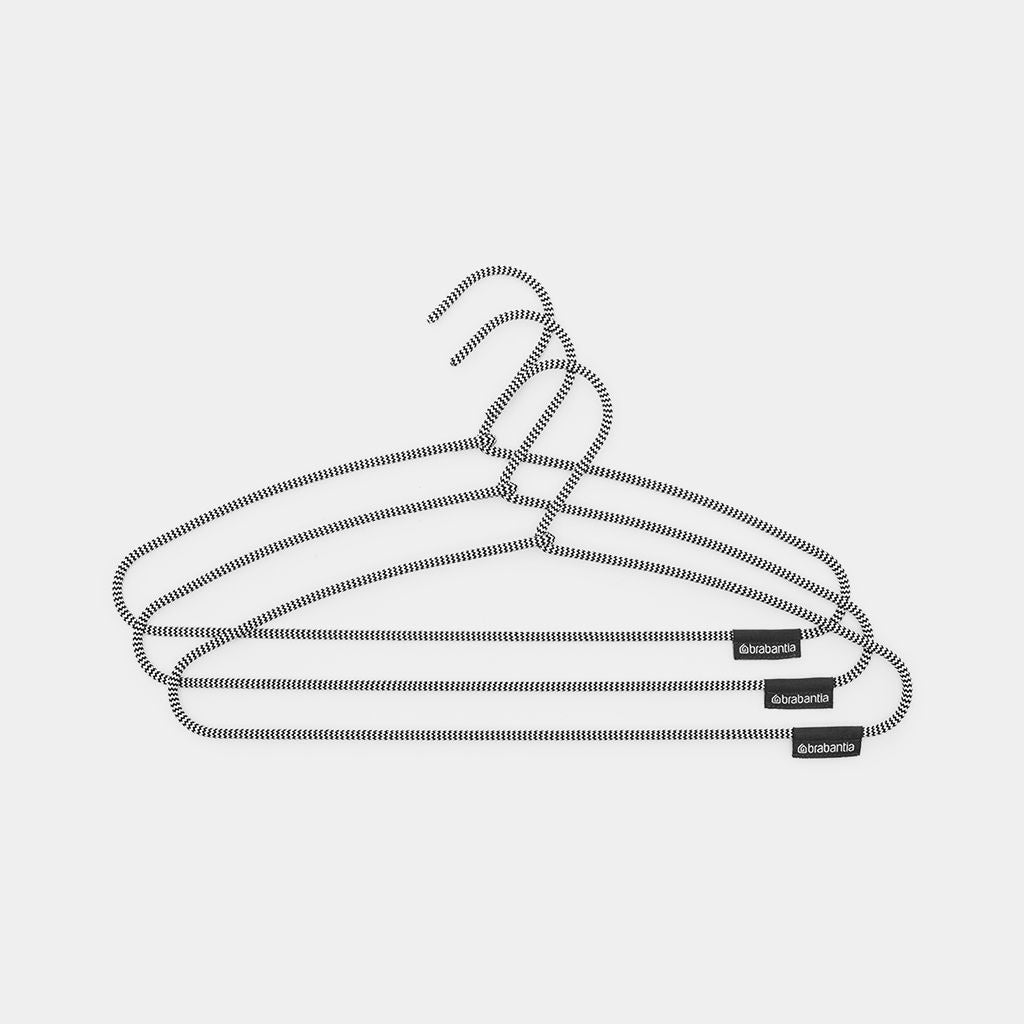 Brabantia Kleiderbügel 3er Set – Kunststoff – Schwarz/Weiss – 415 × 215 × 13 mm