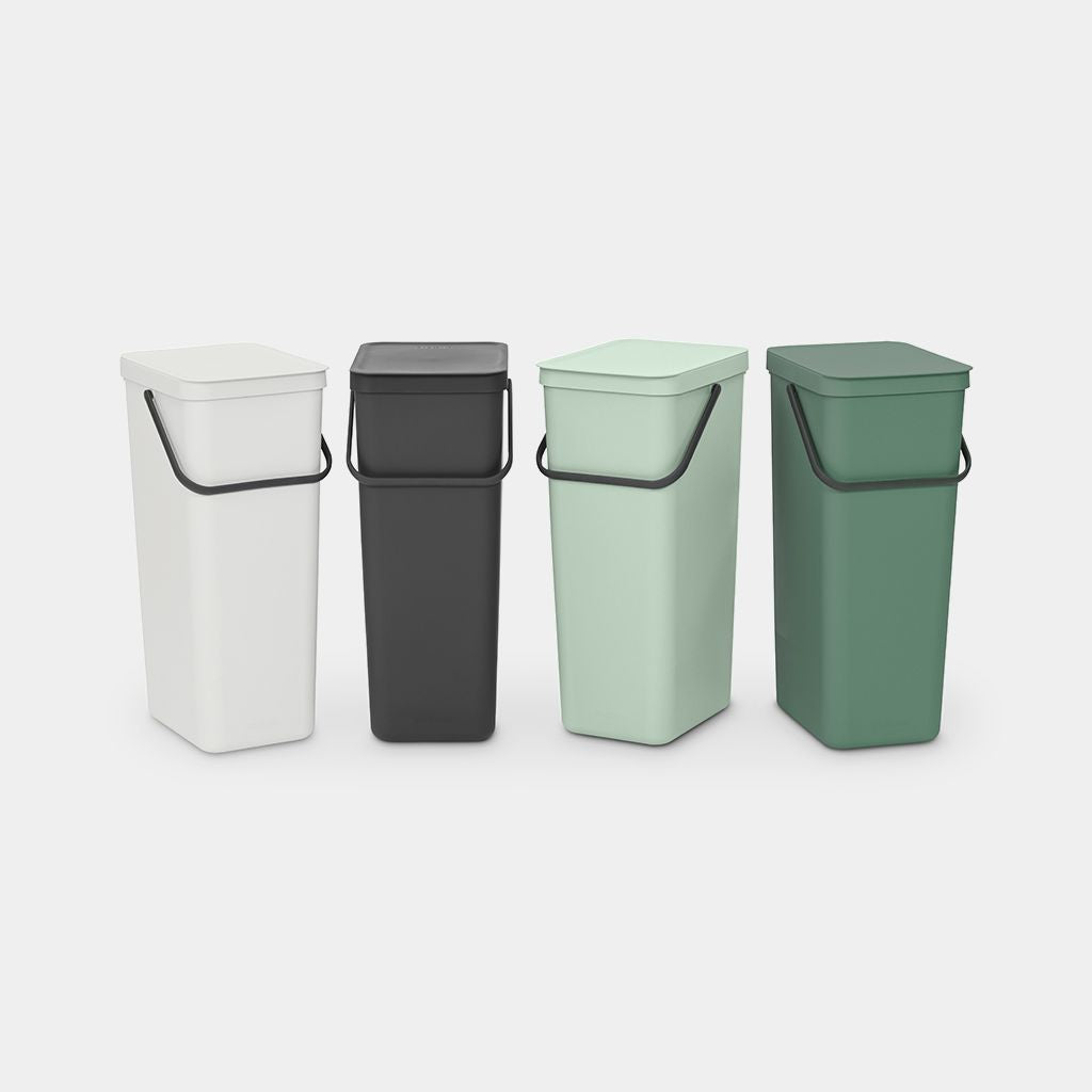 Brabantia Abfallcontainer – 40 l, mit Deckel – Kunststoff, Hellgrün – B × H × T 267 × 620 × 341 mm