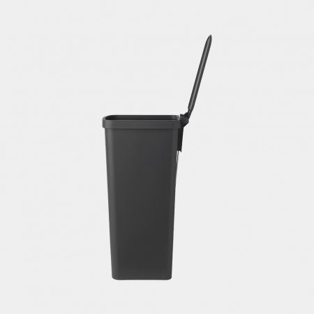 Brabantia StepUp Papierkorb – 40 l – Kunststoff, Dunkelgrau – B × H × T 352 × 666 × 280 mm