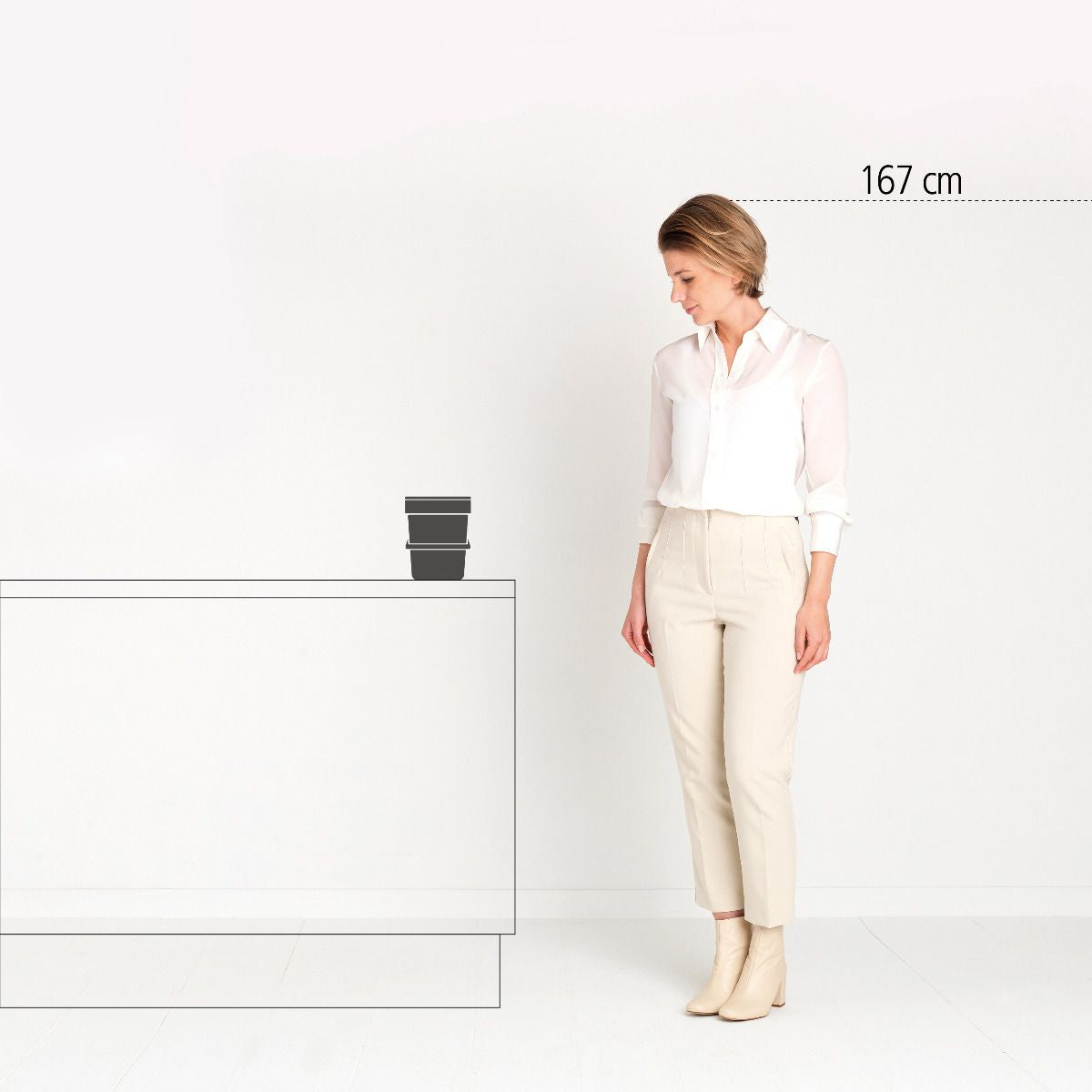 Brabantia Komposteimer – 3 l – Kunststoff, rechteckig – hellgrau