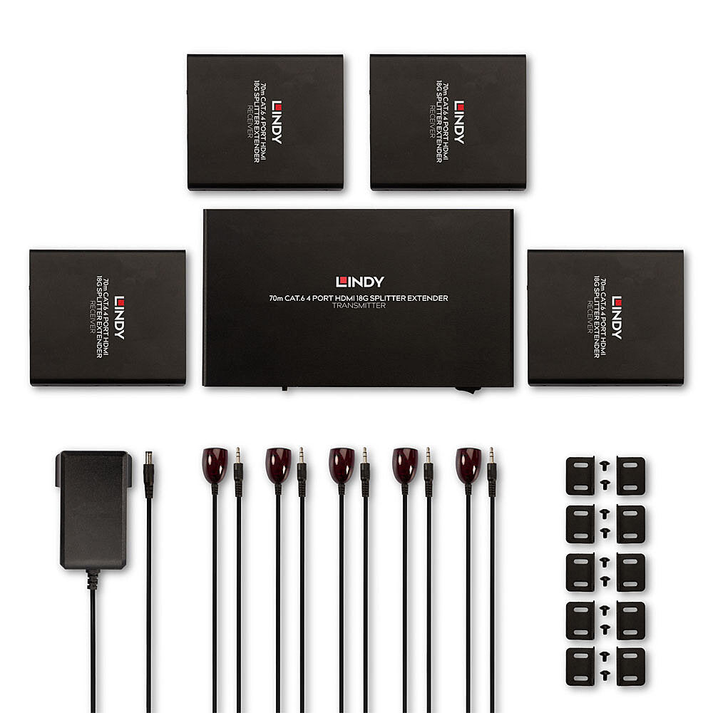 Lindy HDMI-Splitter 1×4, 4K60, über Cat 6, bis 70 m