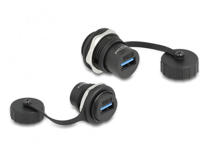 DeLOCK USB Adapter USB-A auf USB-A – USB 3.2 Gen 1 (5 Gbit/s) – Einbaubuchse, Schwarz