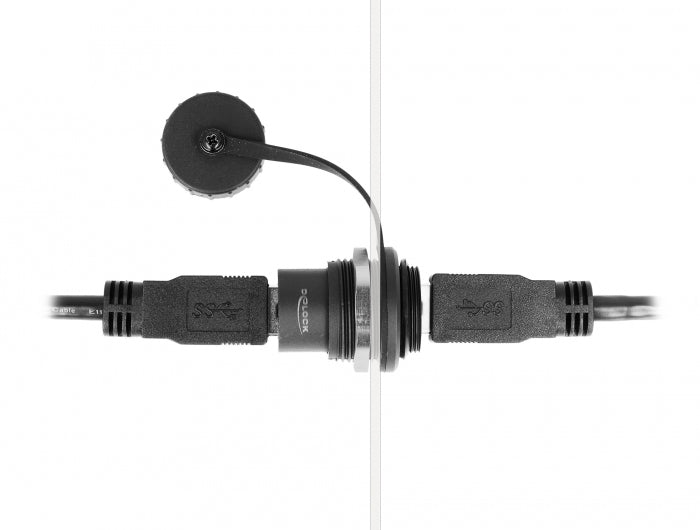 DeLOCK USB Adapter USB-A auf USB-A – USB 3.2 Gen 1 (5 Gbit/s) – Einbaubuchse, Schwarz