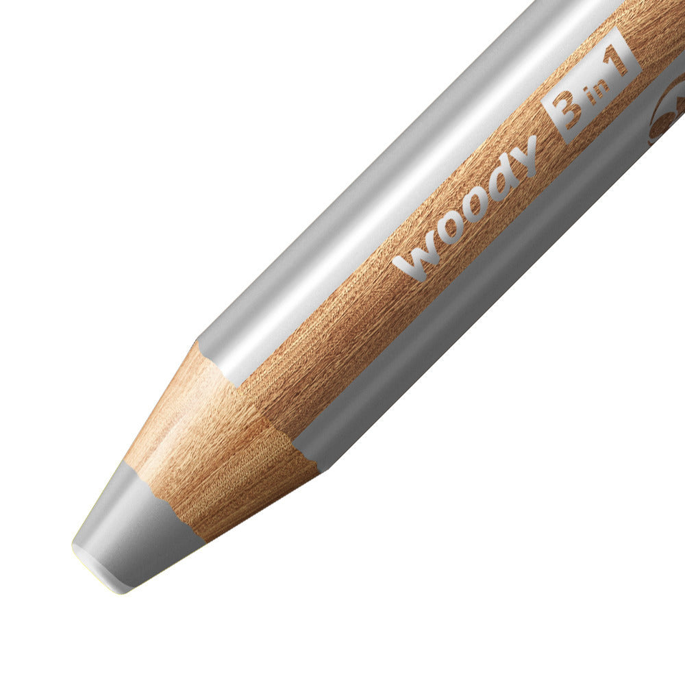 STABILO 3-in-1 Farbstifte woody – 18 Pastellfarben, im Kartonetui, mit Spitzer und Pinsel, Ø 4,2 mm, PEFC