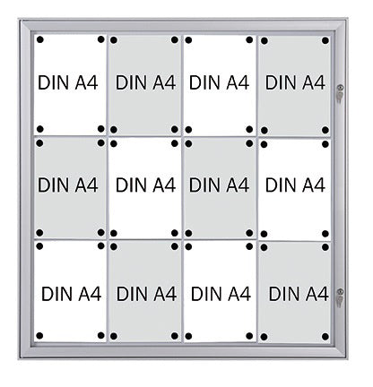 Franken Schaukasten SKB12S, 12 × A4 – Aluminium, Acrylglas, abschliessbar, Innenbereich, 96,9 × 100,4 × 2,3 cm