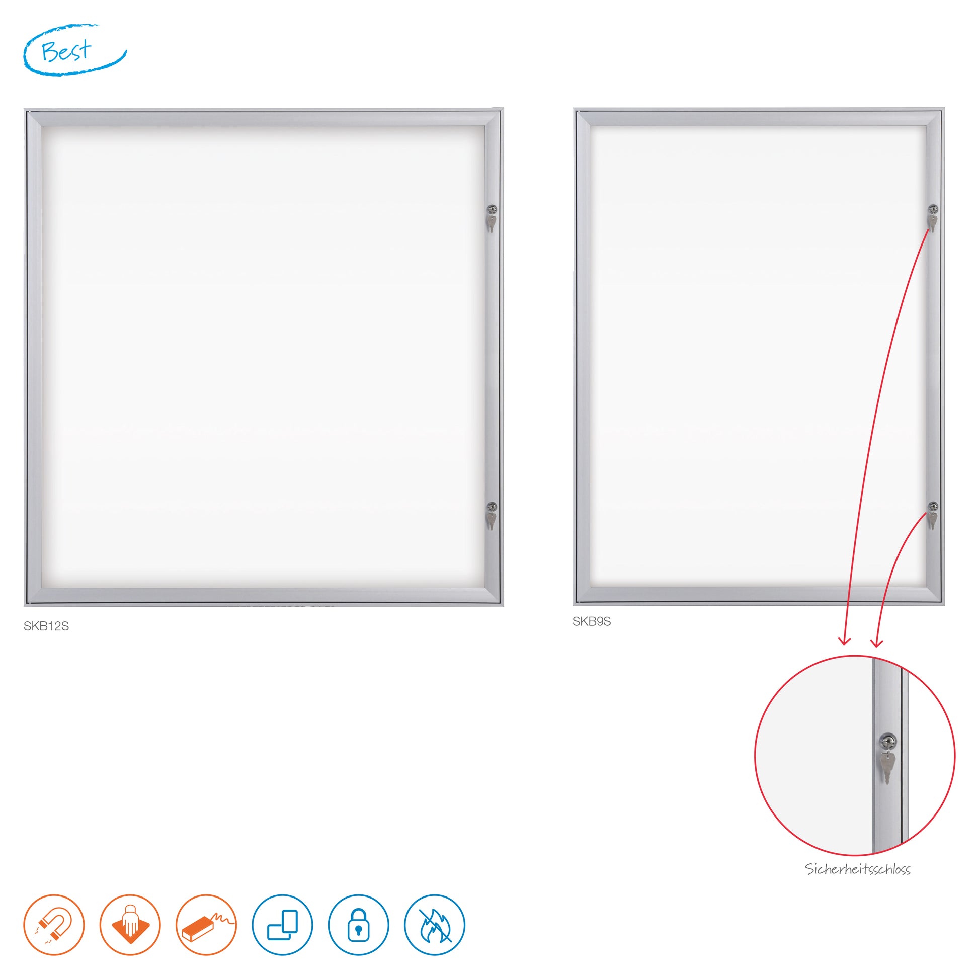 Franken Schaukasten SKB12S, 12 × A4 – Aluminium, Acrylglas, abschliessbar, Innenbereich, 96,9 × 100,4 × 2,3 cm