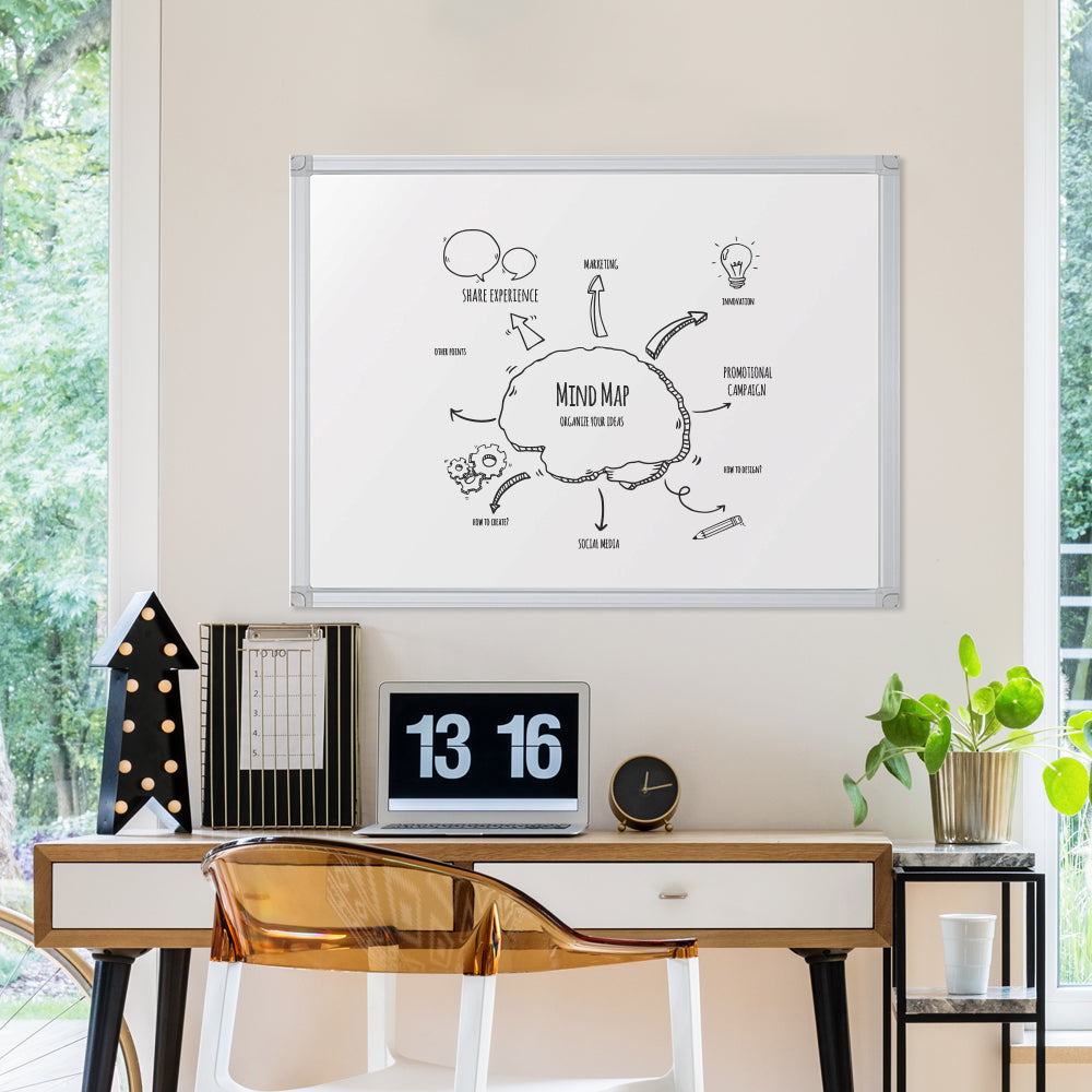 Franken Whiteboard – 100 × 75 cm, Emaille, magnetisch, Aluminiumrahmen, Wandmontage