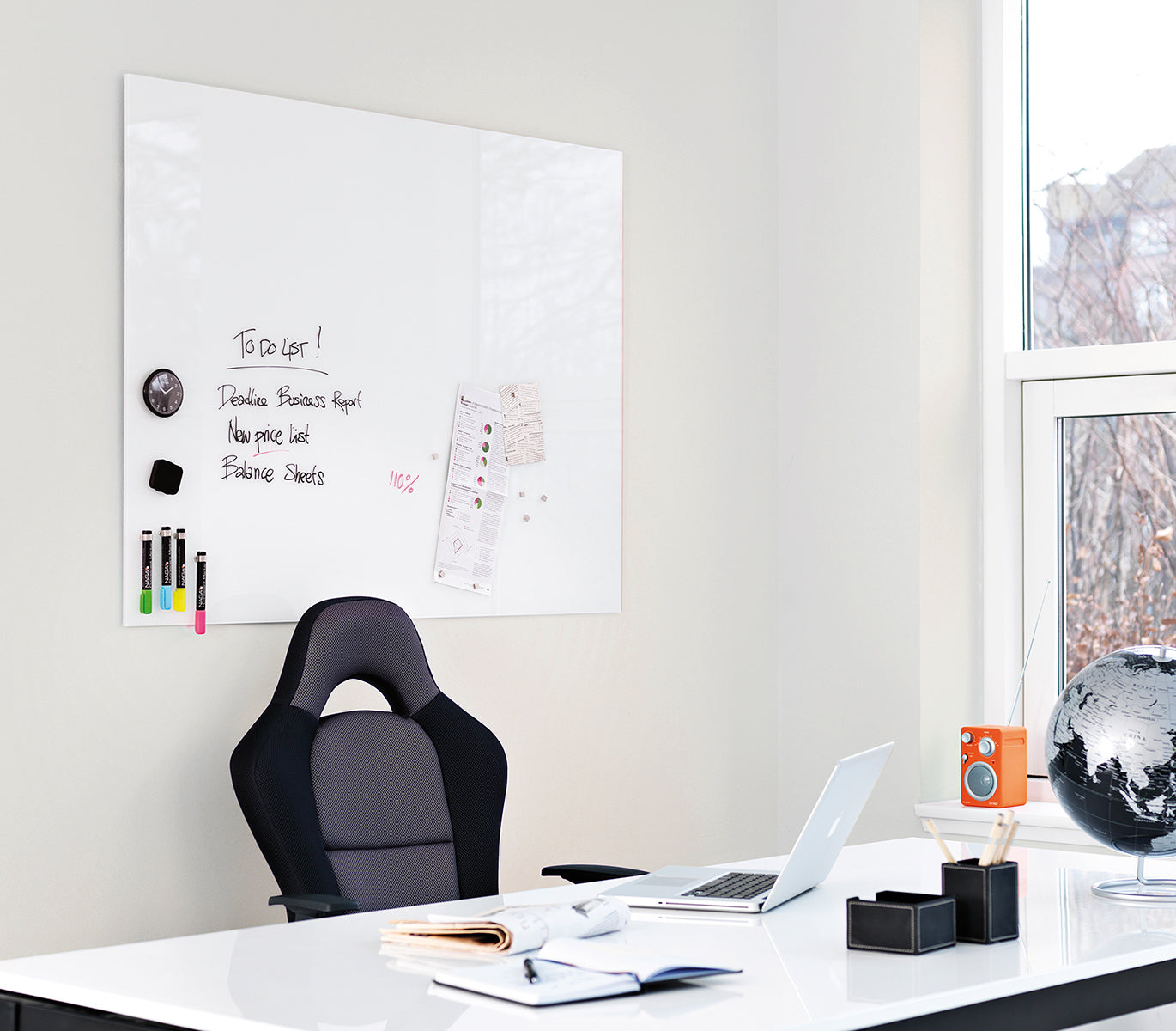 Franken Whiteboard – 150 × 120 cm, Glas, magnetisch, Wandmontage