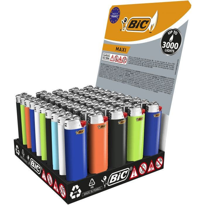 BIC Feuerzeug Maxi J26 – 8,2 cm – Kunststoff – Mehrfarbig