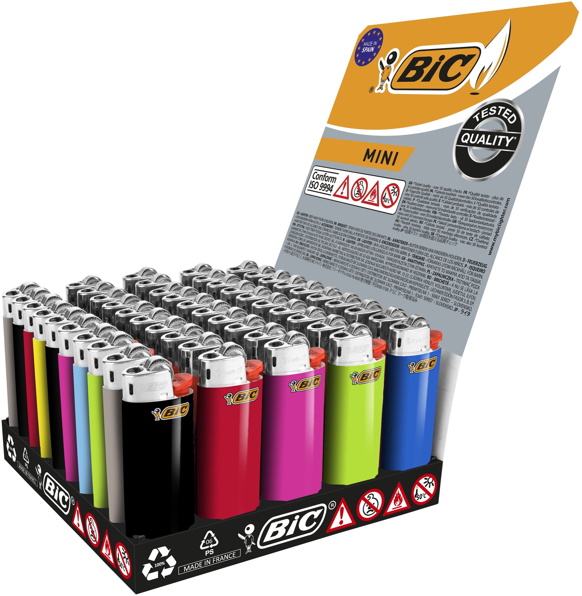 BIC Feuerzeuge J25 – mehrfarbig – Kunststoff – 50 Stk