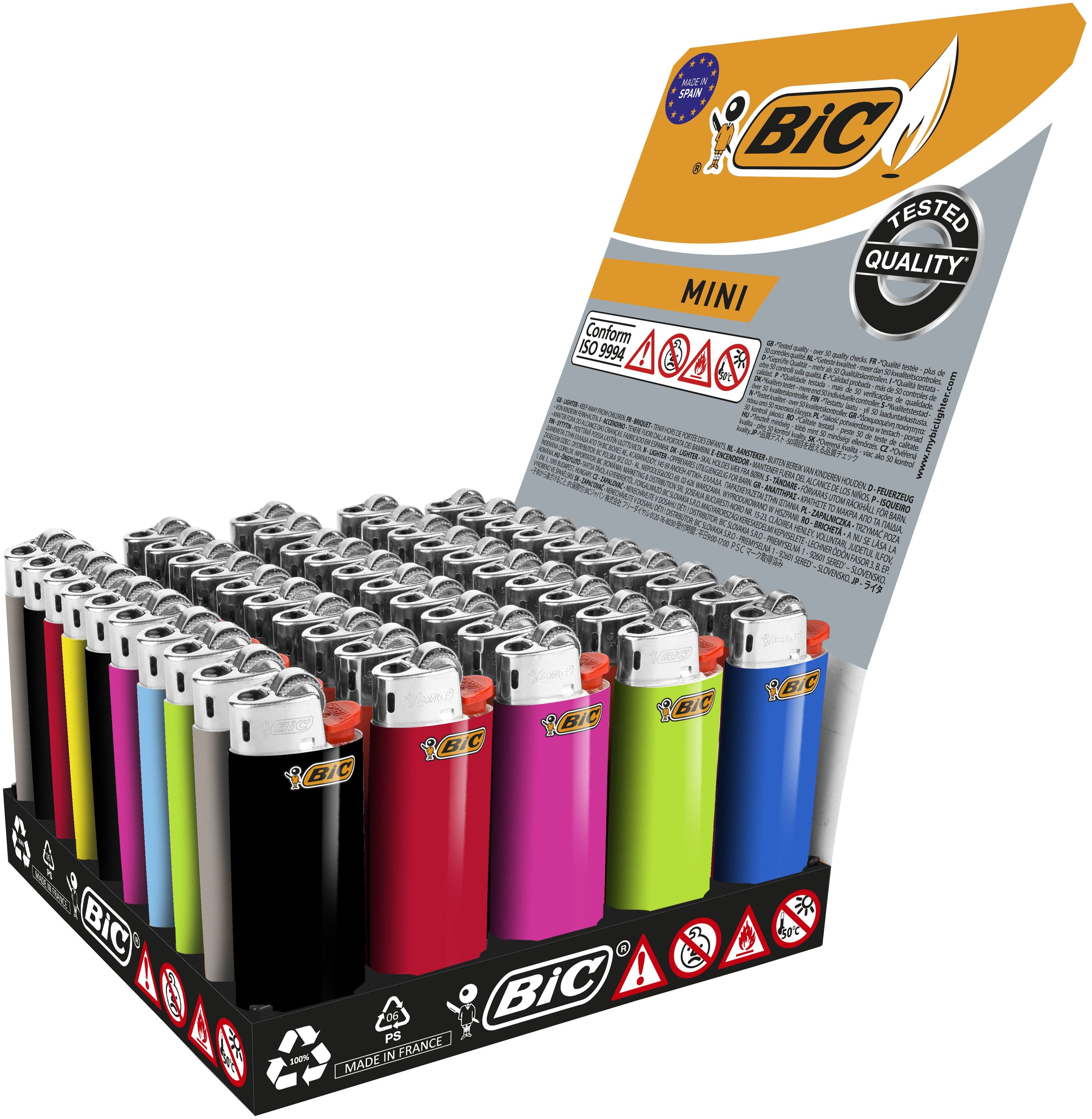 BIC Feuerzeuge J25 – mehrfarbig – Kunststoff – 50 Stk