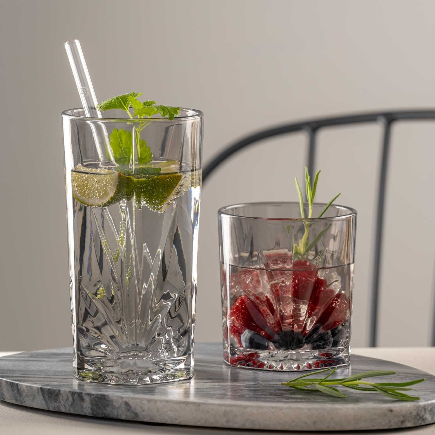LEONARDO Whiskyglas SOF Capri – 4er Set, 220 ml, Ø 7,9 cm, H 8,5 cm, Glas, Grau, spülmaschinenfest