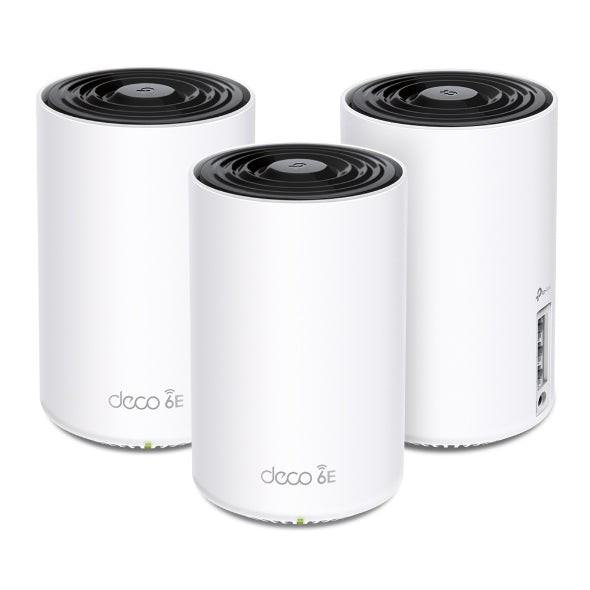 TP-Link Deco XE753 Mesh-Set (3er) – Wi-Fi 6E (AXE5400), Tri-Band (2,4/5/6 GHz), bis 5,4 Gbit/s, je 3× LAN