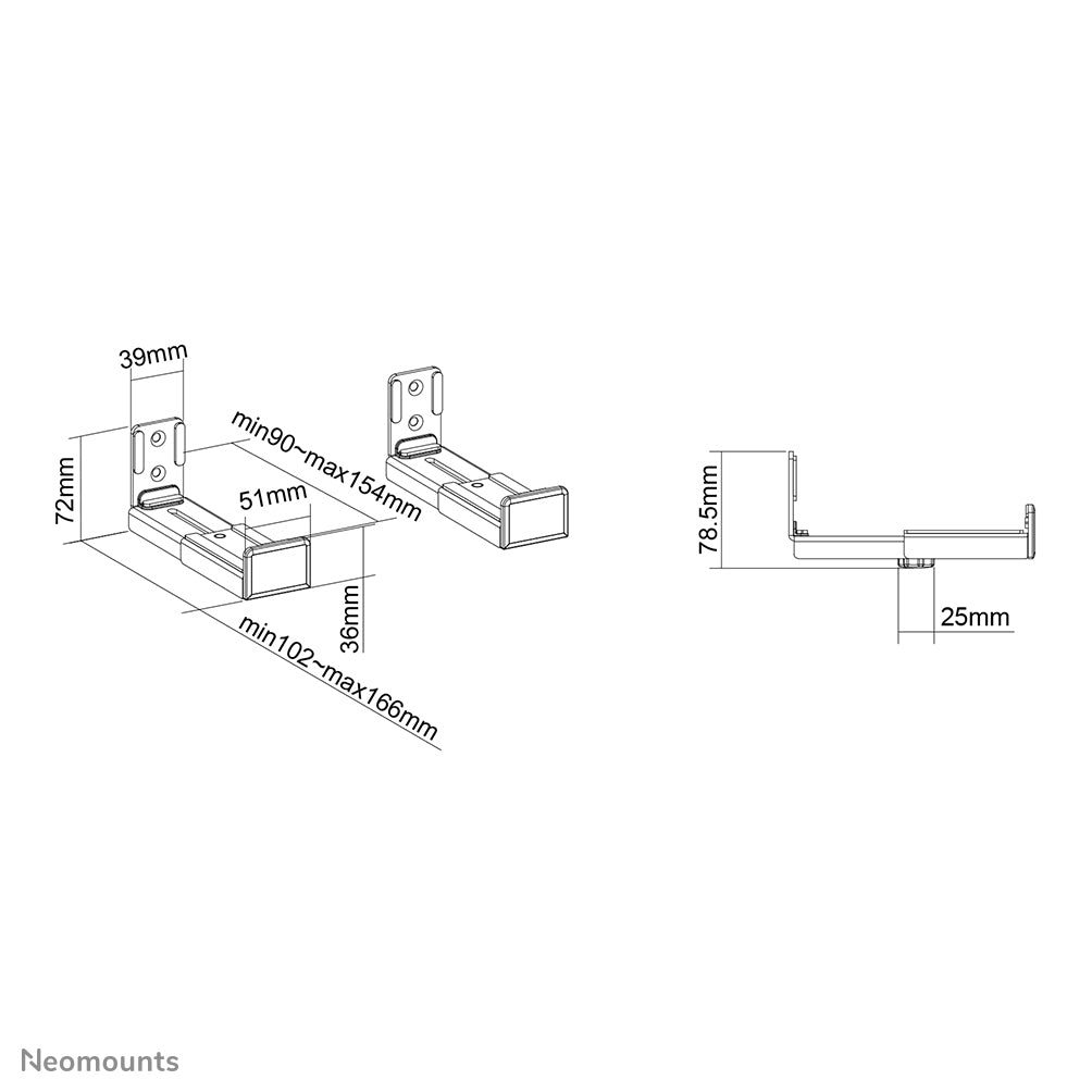Neomounts AWL29-550BL1 Soundbar-Halterung (Wand) – bis 15 kg – Schwarz