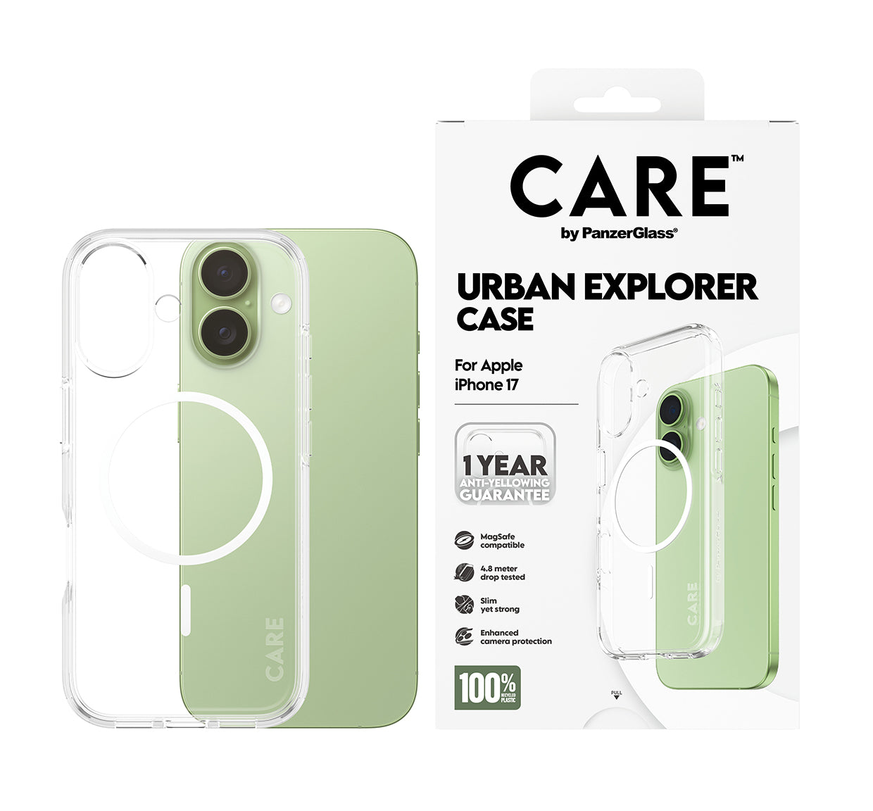 PanzerGlass Backcover – für Apple iPhone 17 – transparent/weiss – TPU, MagSafe-kompatibel