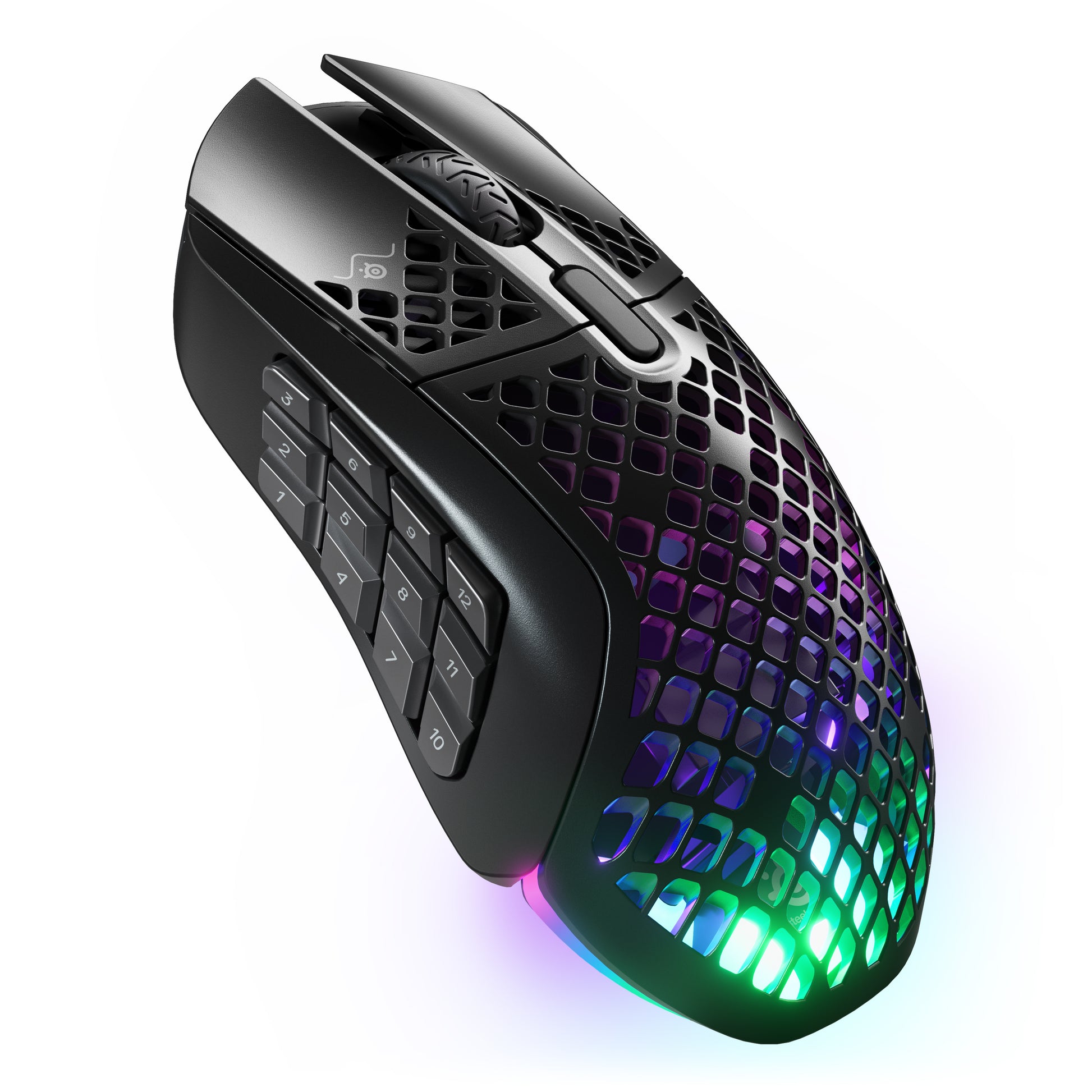 SteelSeries Aerox 9 Gaming-Maus – kabellos, 1000 Hz, 18 Tasten, für Rechtshänder, RGB-Beleuchtung, schwarz