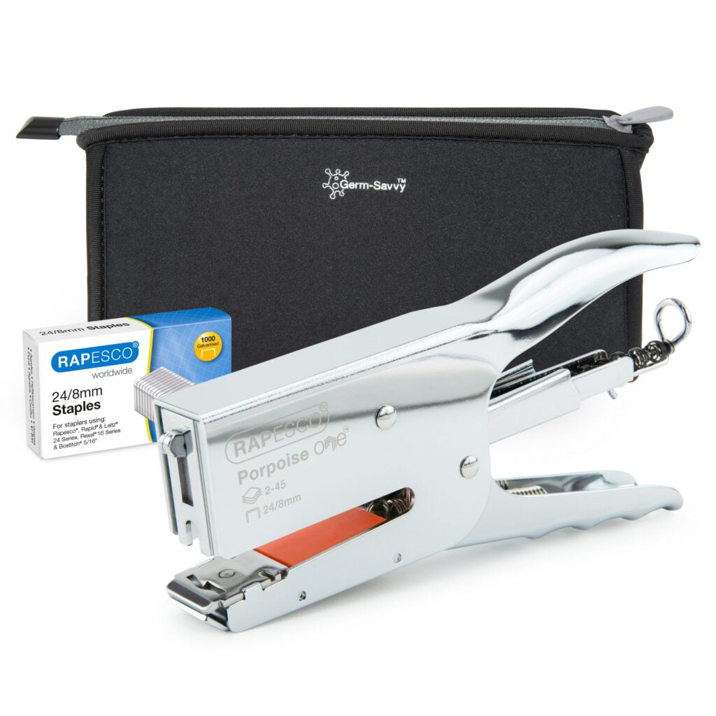 Rapesco Porpoise ONE Heftzange – 45 Blatt, für 24/8, chrom