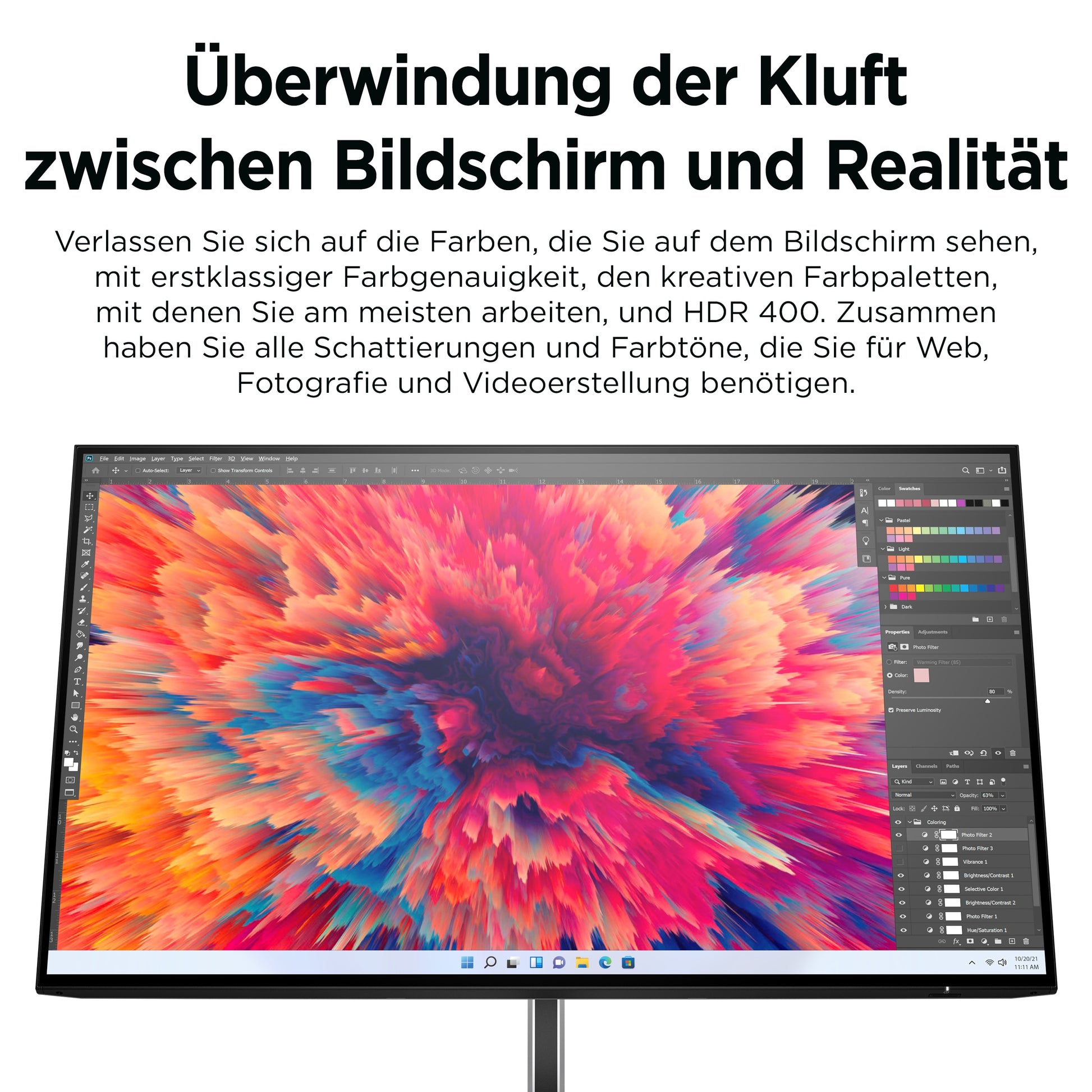 HP Z24q G3 – Monitor, 23,8" 2560 × 1440 (WQHD), IPS, 90 Hz, 400 cd/m², VESA 100 × 100, Silber