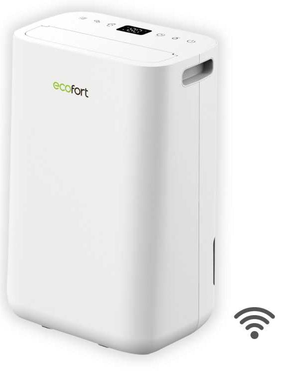 Ecofort Luftentfeuchter ecoQ – 13 L/24 h, bis 30m², Tank 2,3 l, Hygrostat, WLAN, App-Steuerung, 39 dB