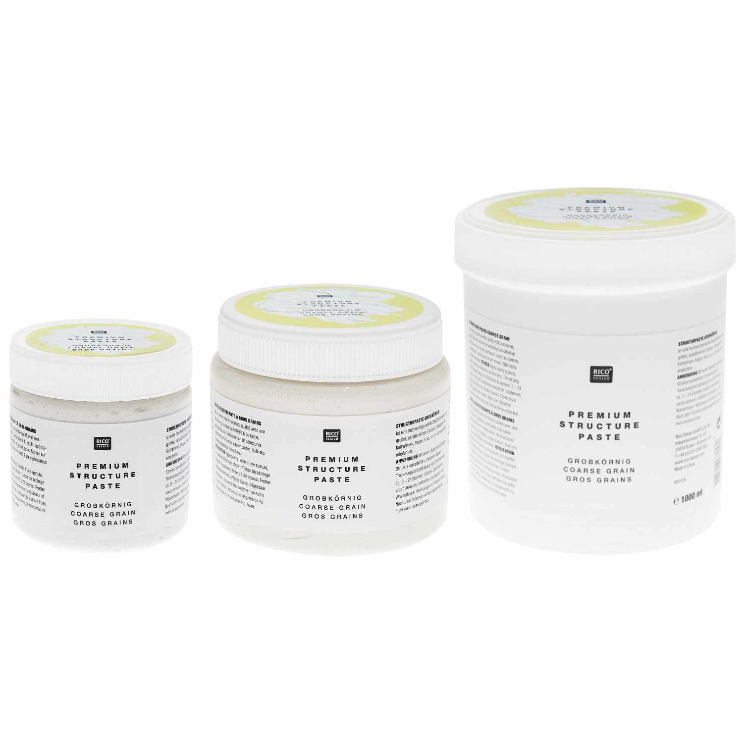 Rico Design ART Premium Strukturpaste – Weiss, 3D-Effekt – 1 l (Kunststoff-Topf)