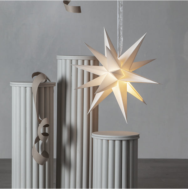 Star Trading Papierstern December – E14 Fassung, 45 cm Durchmesser, IP20 – Weiss
