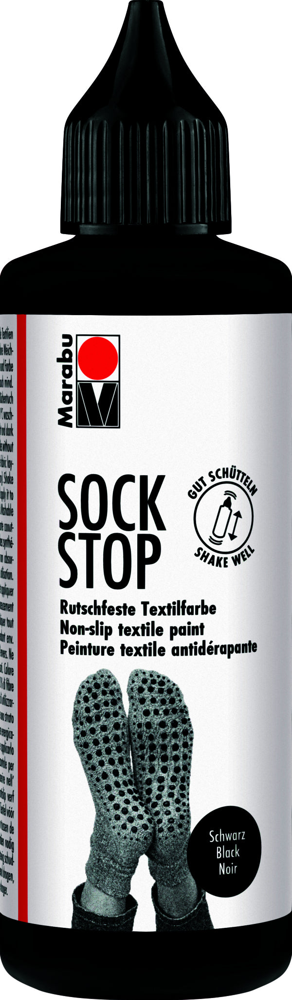 Marabu Sock Stop Textilfarbe Antirutsch – Schwarz – 90 ml – für Textilien (z. B. Socken)