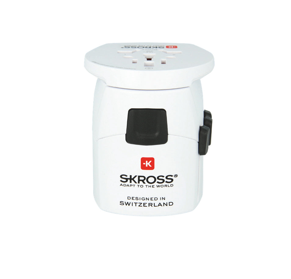 Skross PRO Light Reiseadapter – 2× USB‑A (5 V/2,4 A geteilt, 12 W), 100–250 V AC, für USA, Kanada, Japan