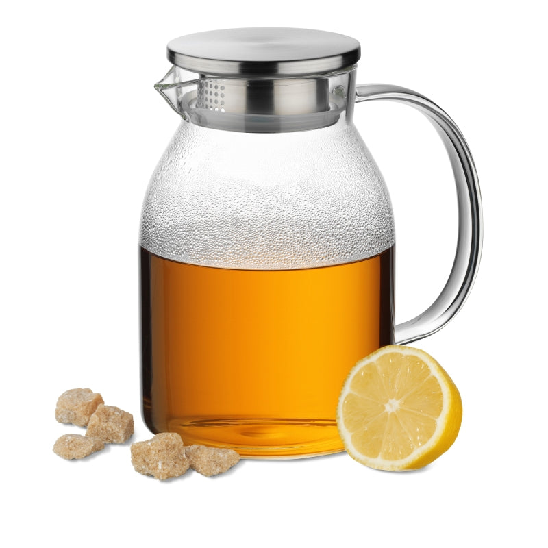 Kela Karaffe Luna – 1,8 l, Ø 12 cm, H 21 cm, Borosilikatglas/Edelstahl, mit Deckel, spülmaschinenfest